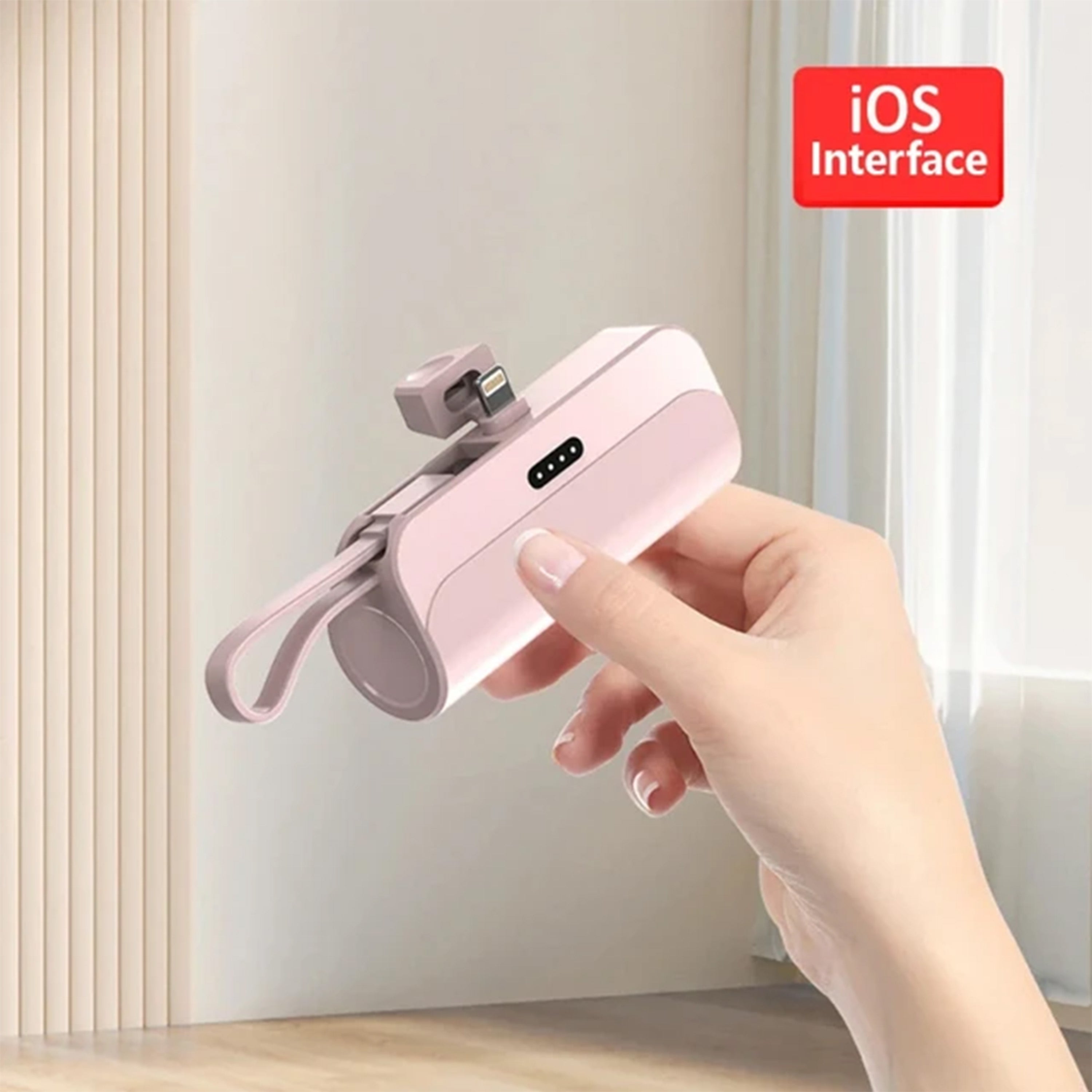 2-in-1 mini power bank with built-in cable, 5000mAh portable charger for easy plug-and-play power.